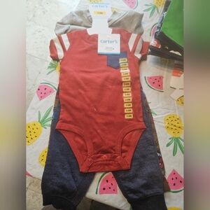 NWT 3-6M Carter's 4 piece set (Little Backseat Driver w car pants, etc)